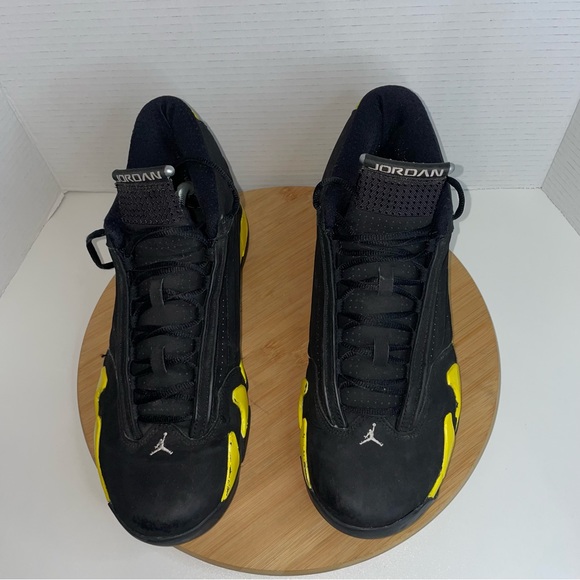 COPY - Nike Air Jordan Retro XIV 14 Thunder Black Vibrant Yellow 487471-070 Siz… - Picture 5 of 12